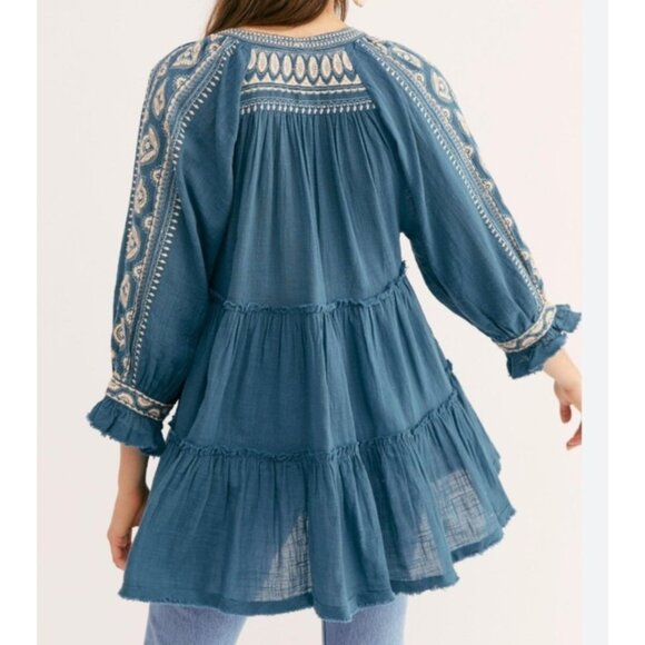 Free People Women's SZ Small Dreamweaver Embroidered Tunic Mini Dress - Picture 5 of 11